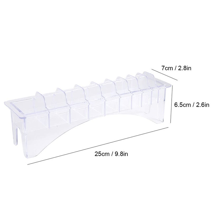 Kodrily Clipper Guard Holder Organizer, Plastic Clipper Blade Holder, 10 Slots Clipper Blade Case, Transparent Limit Comb Guide for Hair Clipper Storage, 9.8 x 2.8 x 2.6in, 1Pcs - Image 3